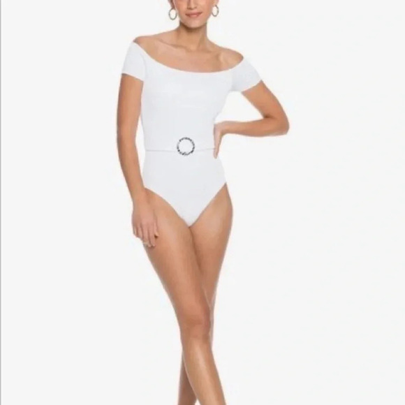 Roxy Mind of Freedom Off Shoulder One Piece Ribbed Belted Swim suit women’s XS - Picture 1 of 14